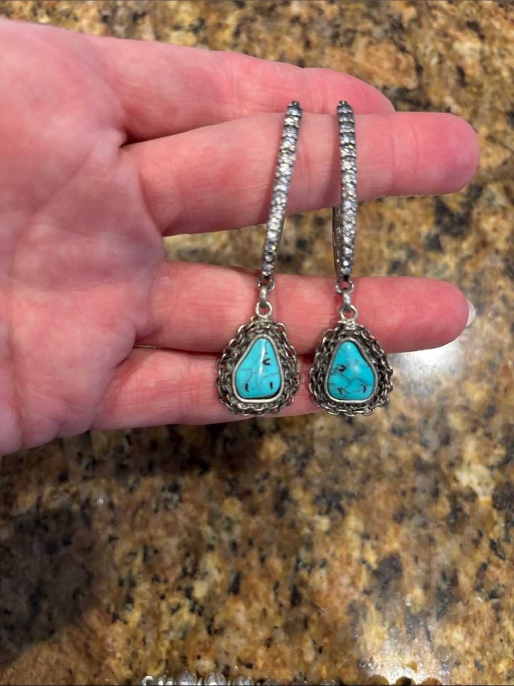 Turquoise Stone Silver-Tone Bracelet & 4 sets earrings Lucky Brand - Picture 4 of 10